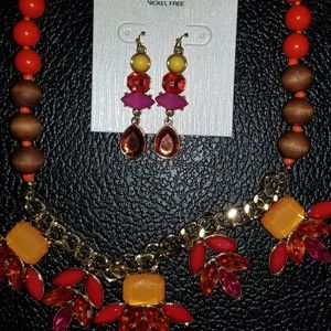 Necklace set orange and yellow